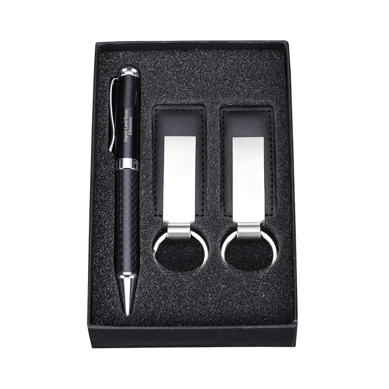 business card holder keychain metal pen giveaways promotional corporate men gift set