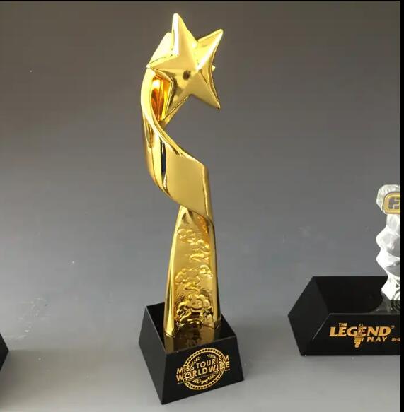 gold color crystal star shape trophy for sovenir gift