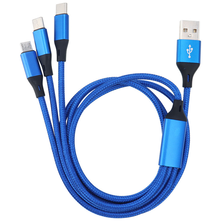 Braided Charging Cable 1.2M Multiple Usb Cable 3 in 1 Usb Fast Charger For Iphone &Android&USB C