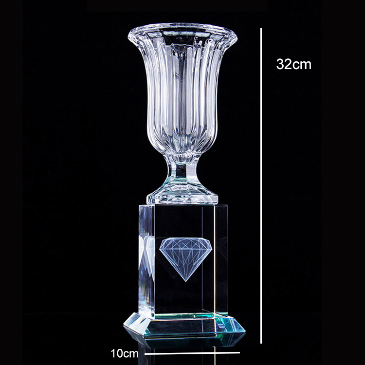 transparent crystal cup award glass vase trophy