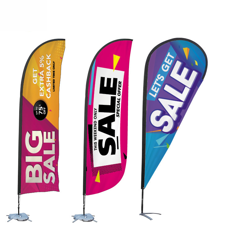 Full color printing Single flag tradeshow outdoor advertising beach feather flag with Spike base