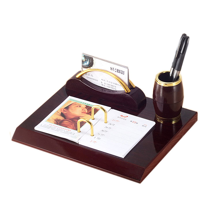 Wood Pen Holder name card calendar Desk Set Office Supplies Business Gifts set